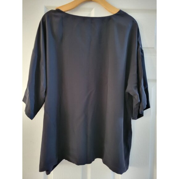 M Missoni Black Silk oversized black blouse size Large short sleeve Minimalist - Picture 5 of 8